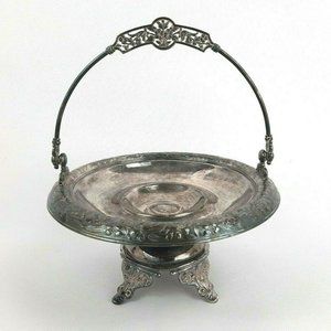 Vintage Simpsons Hall Miller & Co Quadruple Silver Plate Bridal Basket Victorian